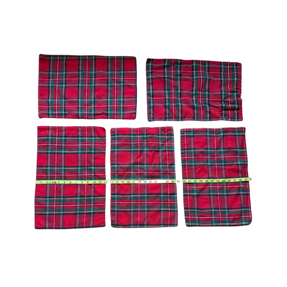 Green Red Plaid Set of 5 Double Sided Reversible 12x18 Christmas Placemats